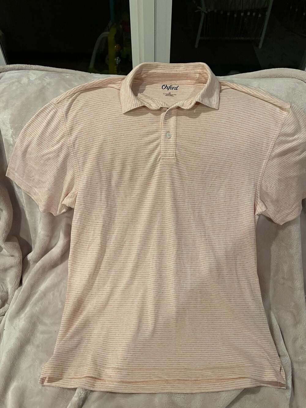 Oxford Polo Shirt Size M Peach Striped
